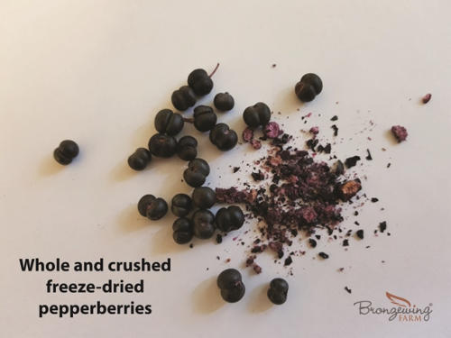 Freeze-dried pepperberries are easily crushed and retain all the flavour